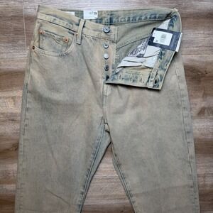Levis 501 Jeans Men 27x30 Cloudy Khaki Wash Original Fit Button Fly Denim NEW